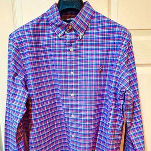 Ralph Lauren Polo, Button Up Shirt, XL, Salmon/Blue